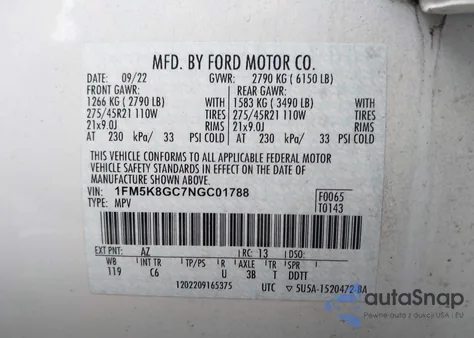 2022 Ford Explorer St z USA, uszkodzony, nr VIN 1FM5K8GC7NGC01788